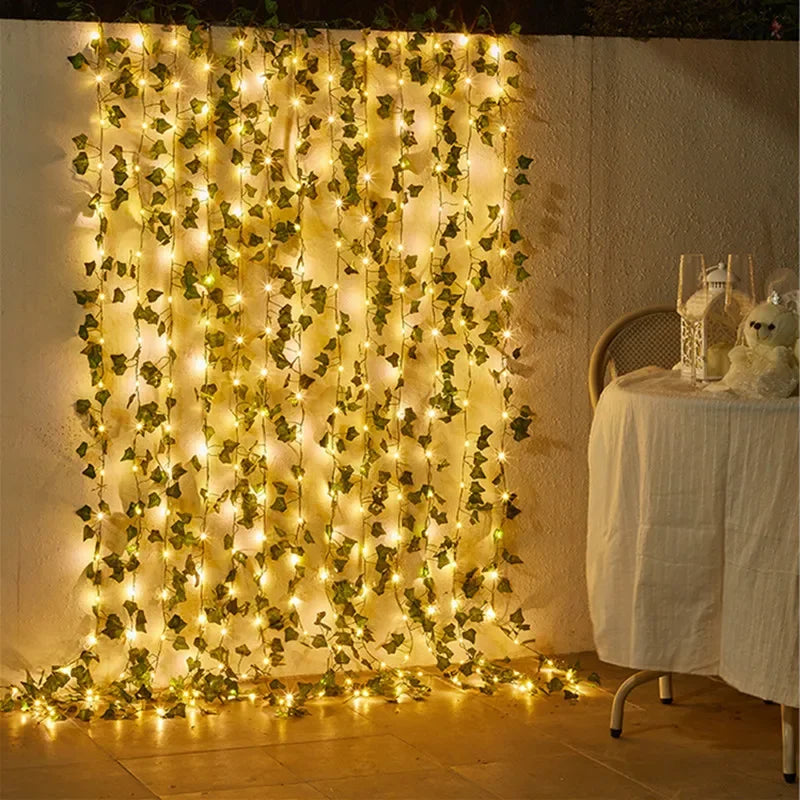 Elegant and Romantic Green Leaf String Lights