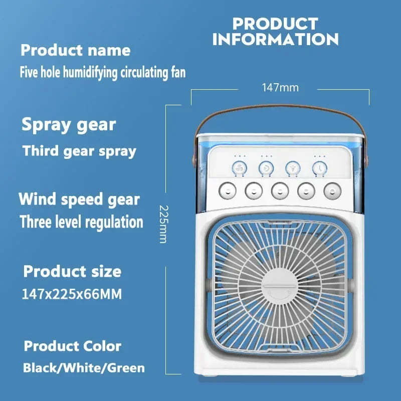 3 In 1 Fan AIr Conditioner Household Small Air Cooler LED Night Light Portable Humidifier Air Adjustment Fan Office Home Fan New