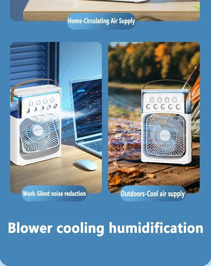 3 In 1 Fan AIr Conditioner Household Small Air Cooler LED Night Light Portable Humidifier Air Adjustment Fan Office Home Fan New