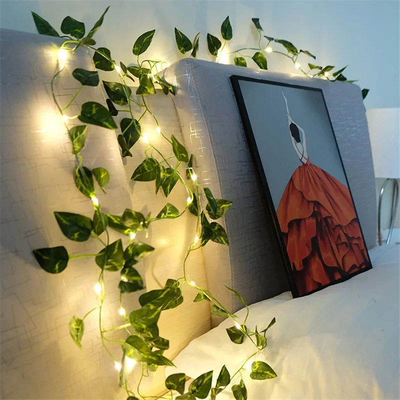 Elegant and Romantic Green Leaf String Lights