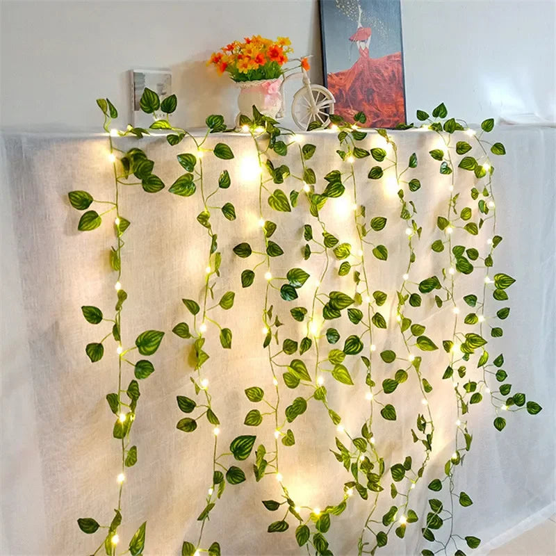 Elegant and Romantic Green Leaf String Lights